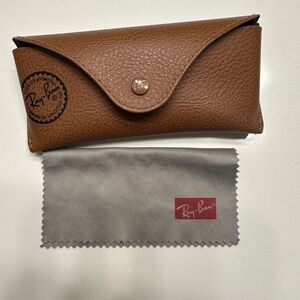 Ray-Ban Brown Leather Glasses Case with Cloth
